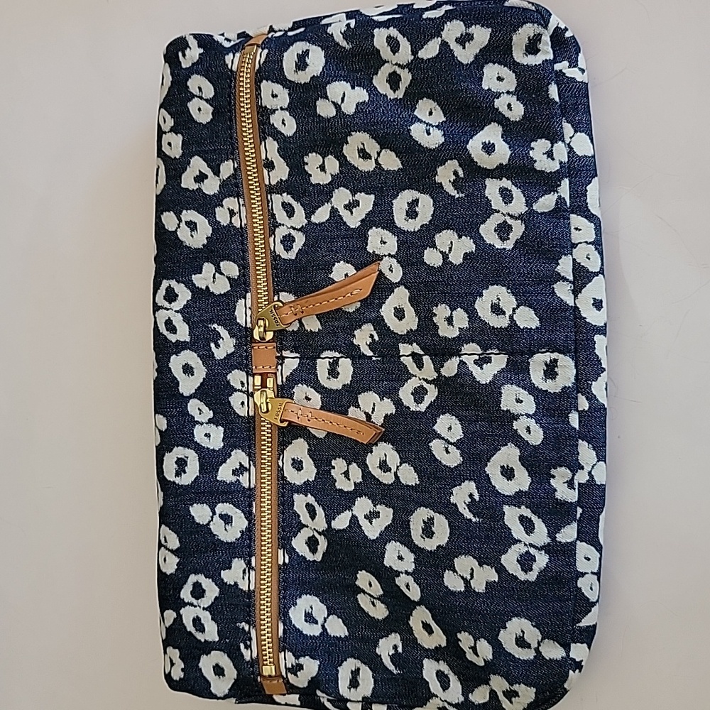 FOSSIL ERIN BLUE DENIUM CHEETAH PRINT CROSSBODY/SHOULDER BAG - Picture 6 of 16